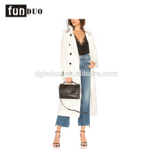 Frauen weiße Mode langen Mantel elegante Taste Jacke für Frauen
